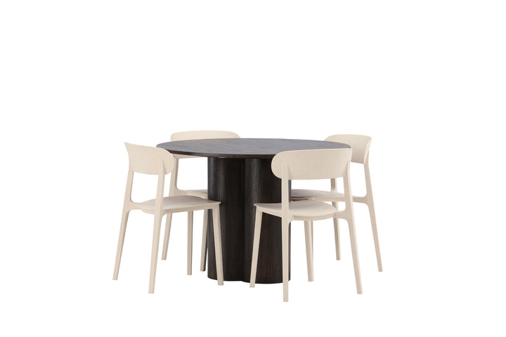 Venture Home OliviaDiningTable-Mocca/MoccaVeneer+ÅstolDiningChair-NatureWoodplasticcomposite_4