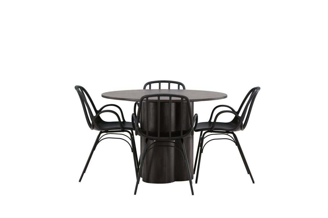 Venture Home OliviaDiningTable-Mocca/MoccaVeneer+DyrönDiningChair-BlackPolypropylene_4