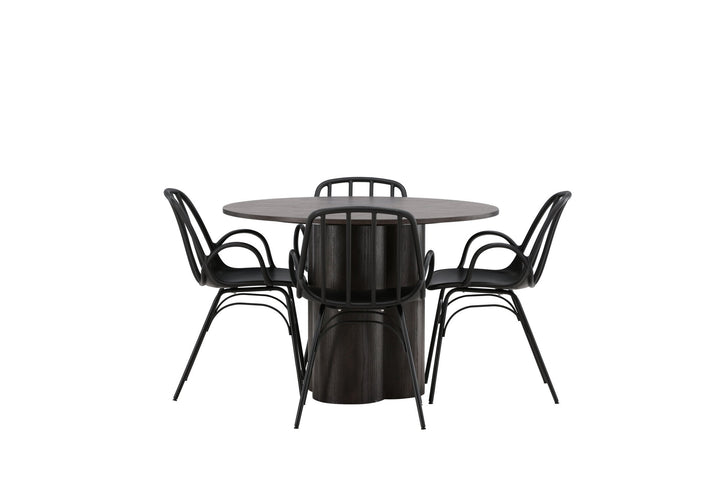 Venture Home OliviaDiningTable-Mocca/MoccaVeneer+DyrönDiningChair-BlackPolypropylene_4