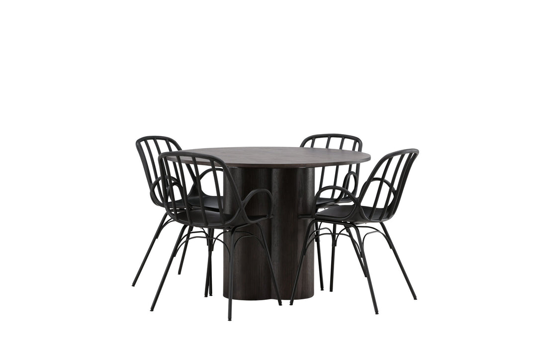 Venture Home OliviaDiningTable-Mocca/MoccaVeneer+DyrönDiningChair-BlackPolypropylene_4
