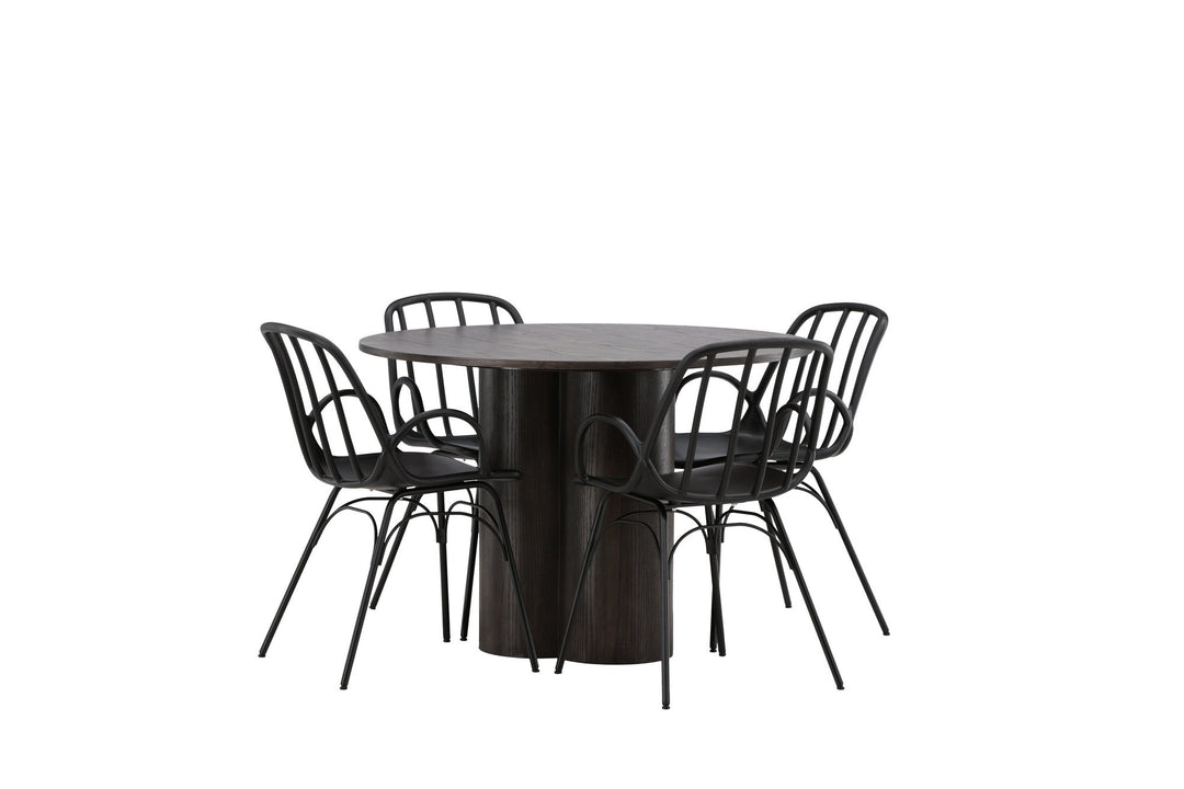 Venture Home OliviaDiningTable-Mocca/MoccaVeneer+DyrönDiningChair-BlackPolypropylene_4