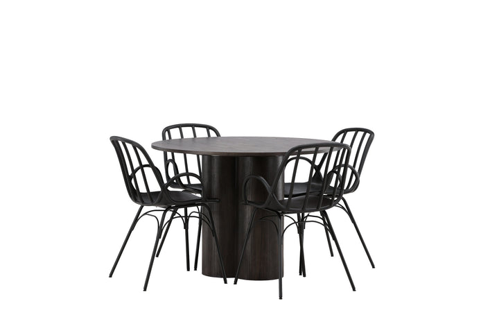 Venture Home OliviaDiningTable-Mocca/MoccaVeneer+DyrönDiningChair-BlackPolypropylene_4