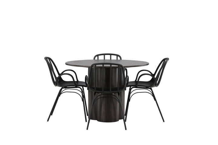 Venture Home OliviaDiningTable-Mocca/MoccaVeneer+DyrönDiningChair-BlackPolypropylene_4
