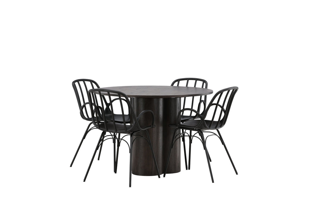 Venture Home OliviaDiningTable-Mocca/MoccaVeneer+DyrönDiningChair-BlackPolypropylene_4