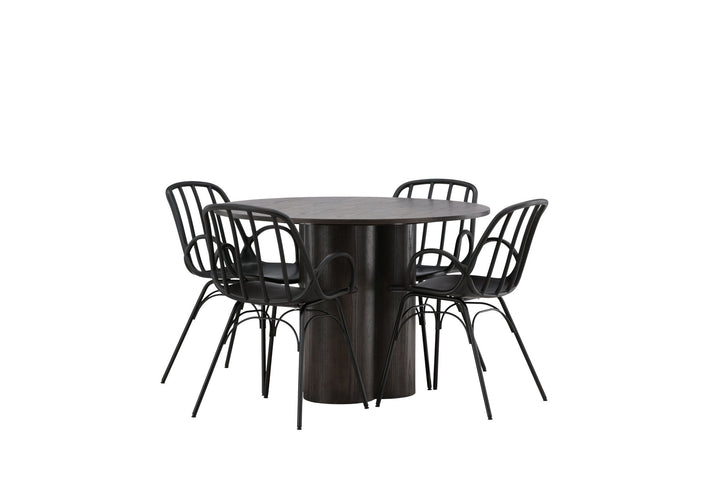 Venture Home OliviaDiningTable-Mocca/MoccaVeneer+DyrönDiningChair-BlackPolypropylene_4
