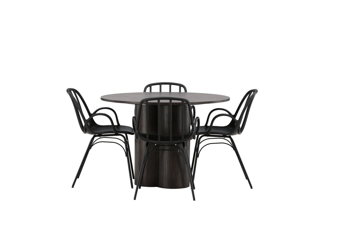 Venture Home OliviaDiningTable-Mocca/MoccaVeneer+DyrönDiningChair-BlackPolypropylene_4