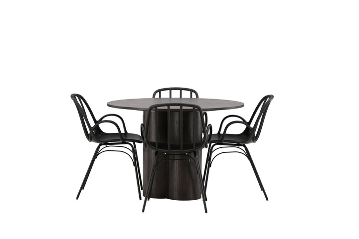Venture Home OliviaDiningTable-Mocca/MoccaVeneer+DyrönDiningChair-BlackPolypropylene_4