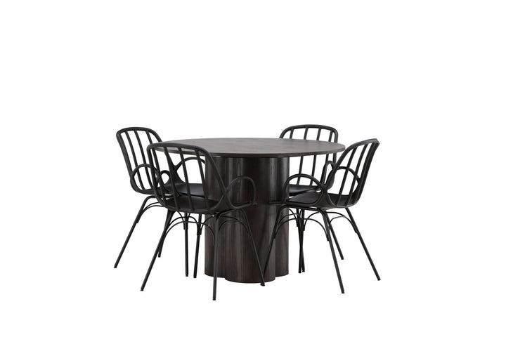Venture Home OliviaDiningTable-Mocca/MoccaVeneer+DyrönDiningChair-BlackPolypropylene_4