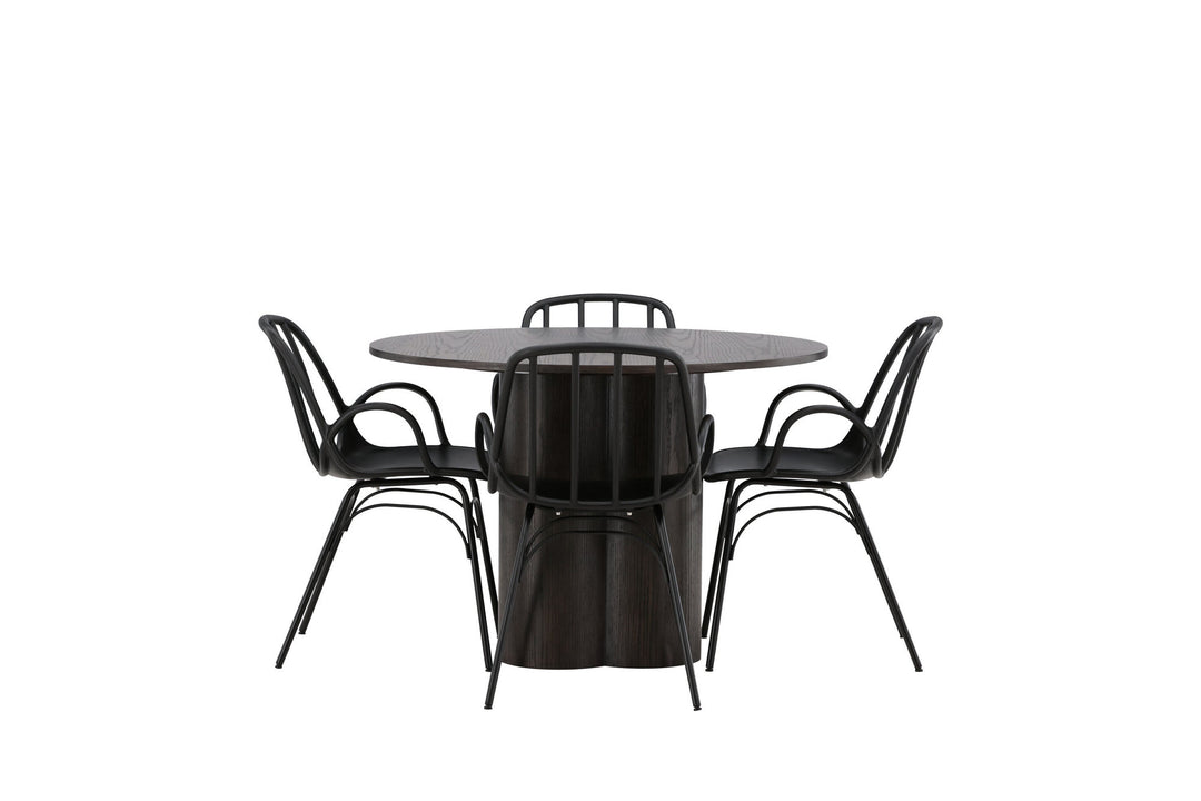 Venture Home OliviaDiningTable-Mocca/MoccaVeneer+DyrönDiningChair-BlackPolypropylene_4