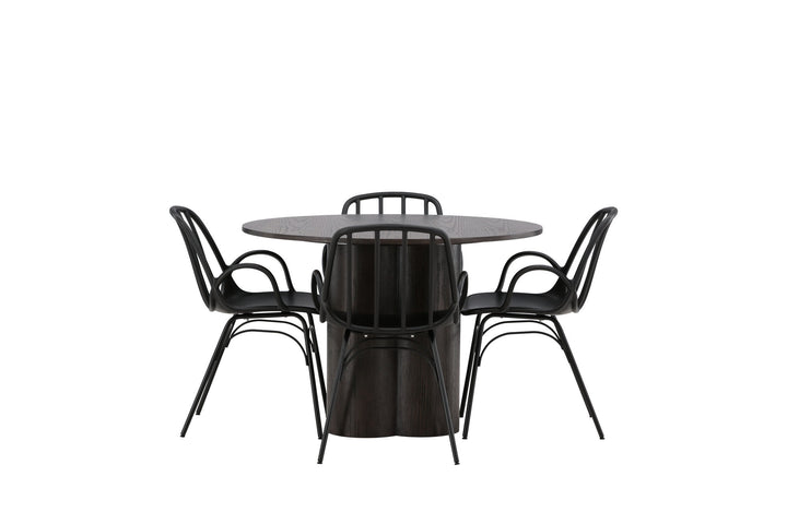 Venture Home OliviaDiningTable-Mocca/MoccaVeneer+DyrönDiningChair-BlackPolypropylene_4