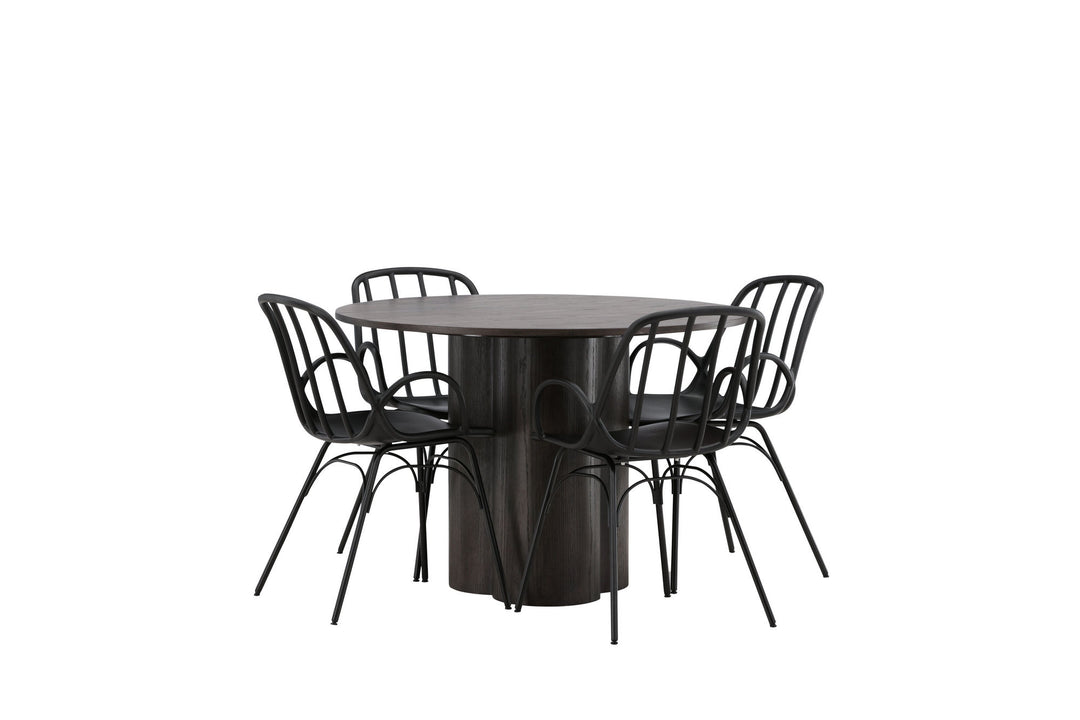 Venture Home OliviaDiningTable-Mocca/MoccaVeneer+DyrönDiningChair-BlackPolypropylene_4