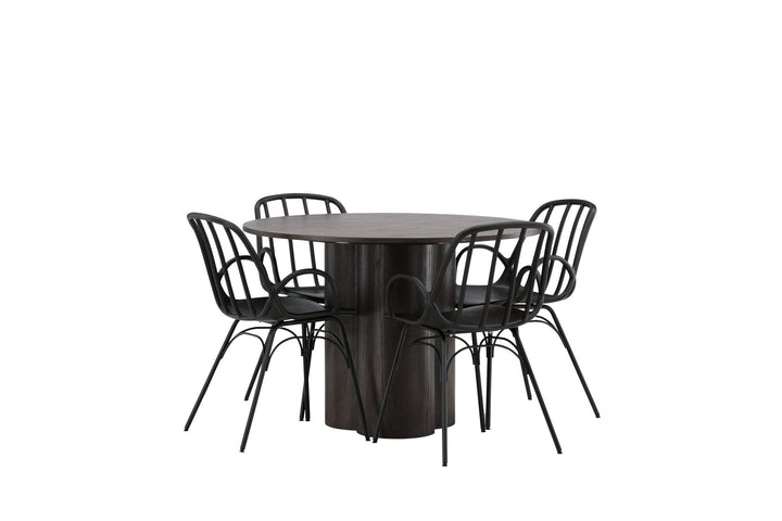 Venture Home OliviaDiningTable-Mocca/MoccaVeneer+DyrönDiningChair-BlackPolypropylene_4