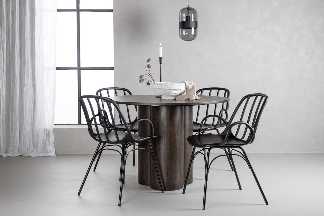 Venture Home OliviaDiningTable-Mocca/MoccaVeneer+DyrönDiningChair-BlackPolypropylene_4