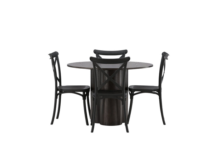 Venture Home OliviaDiningTable-Mocca/MoccaVeneer+CrosettDiningChair-MatteBlack/MatteBlackPlastic_4