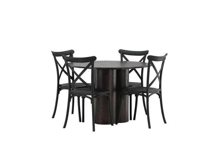 Venture Home OliviaDiningTable-Mocca/MoccaVeneer+CrosettDiningChair-MatteBlack/MatteBlackPlastic_4