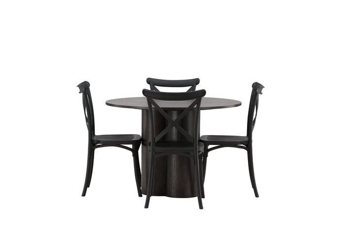 Venture Home OliviaDiningTable-Mocca/MoccaVeneer+CrosettDiningChair-MatteBlack/MatteBlackPlastic_4
