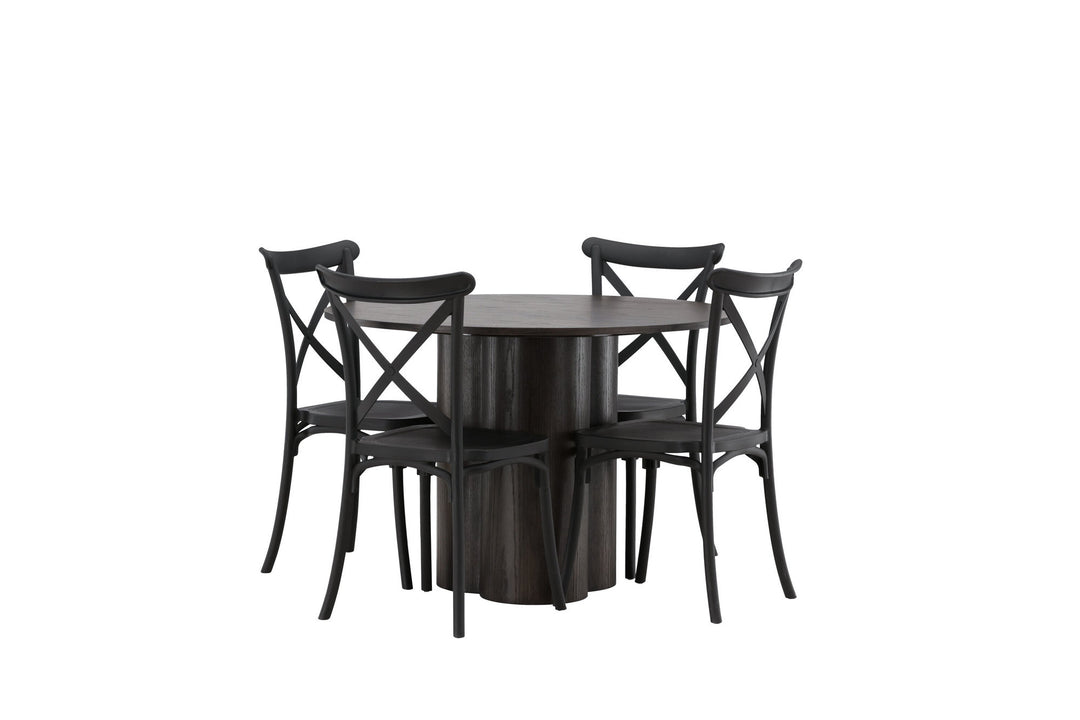 Venture Home OliviaDiningTable-Mocca/MoccaVeneer+CrosettDiningChair-MatteBlack/MatteBlackPlastic_4