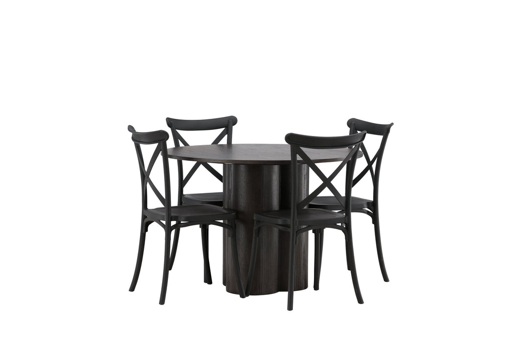 Venture Home OliviaDiningTable-Mocca/MoccaVeneer+CrosettDiningChair-MatteBlack/MatteBlackPlastic_4