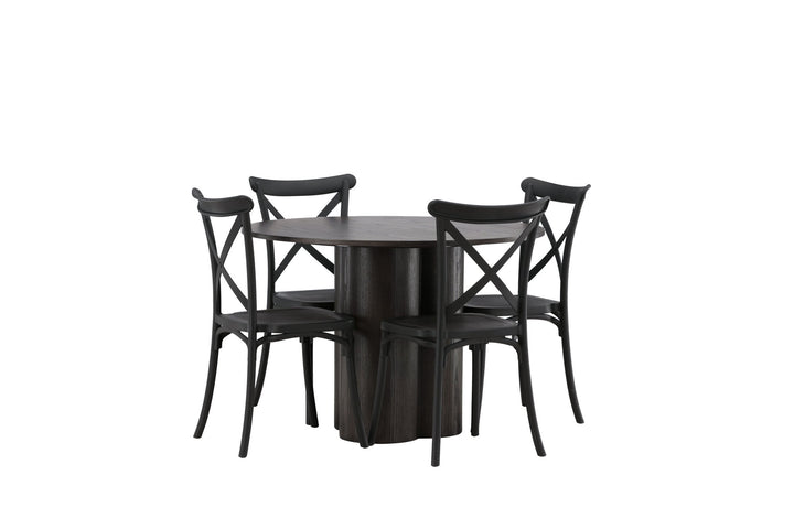 Venture Home OliviaDiningTable-Mocca/MoccaVeneer+CrosettDiningChair-MatteBlack/MatteBlackPlastic_4