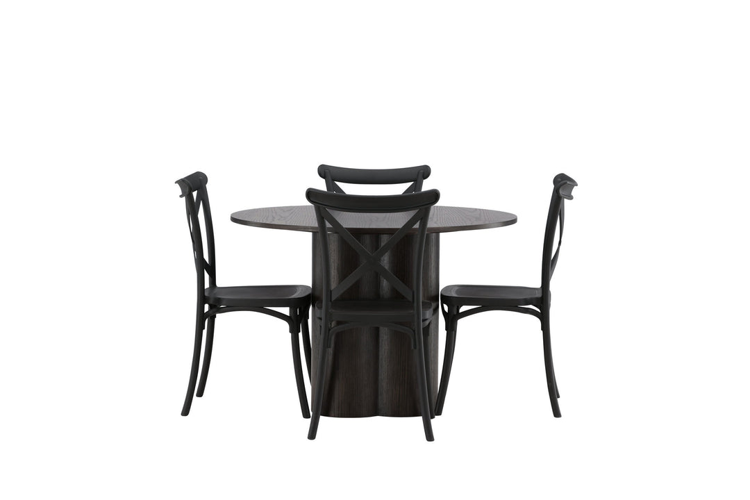 Venture Home OliviaDiningTable-Mocca/MoccaVeneer+CrosettDiningChair-MatteBlack/MatteBlackPlastic_4
