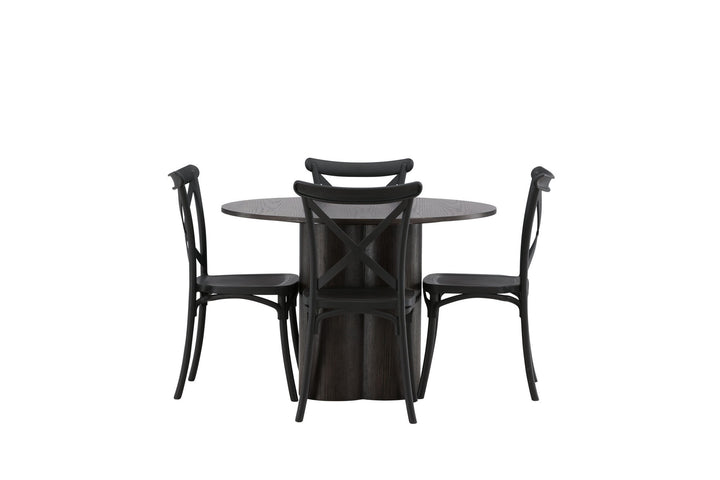 Venture Home OliviaDiningTable-Mocca/MoccaVeneer+CrosettDiningChair-MatteBlack/MatteBlackPlastic_4