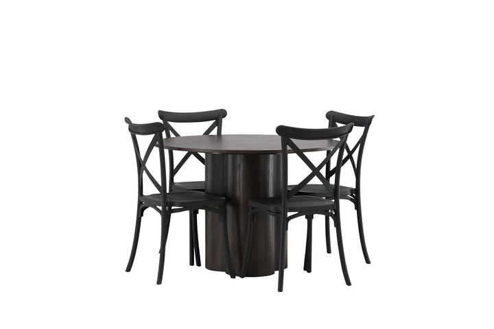 Venture Home OliviaDiningTable-Mocca/MoccaVeneer+CrosettDiningChair-MatteBlack/MatteBlackPlastic_4