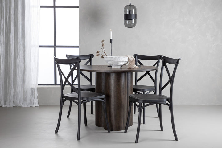 Venture Home OliviaDiningTable-Mocca/MoccaVeneer+CrosettDiningChair-MatteBlack/MatteBlackPlastic_4