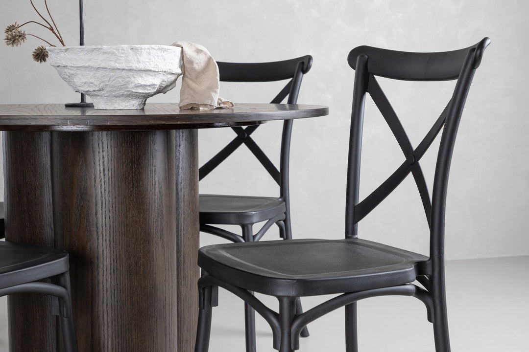 Venture Home OliviaDiningTable-Mocca/MoccaVeneer+CrosettDiningChair-MatteBlack/MatteBlackPlastic_4