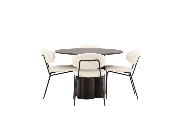 Venture Home OliviaDiningTable-Mocca/MoccaVeneer+ChicoDiningChair-Black/WhiteBoucle_4