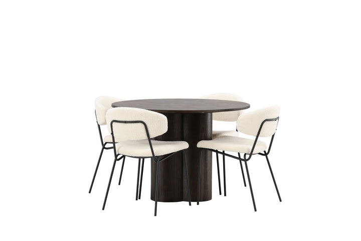 Venture Home OliviaDiningTable-Mocca/MoccaVeneer+ChicoDiningChair-Black/WhiteBoucle_4