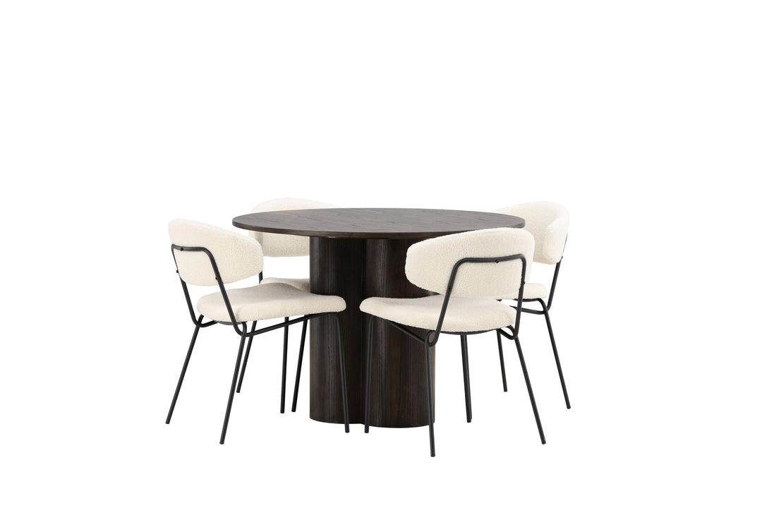 Venture Home OliviaDiningTable-Mocca/MoccaVeneer+ChicoDiningChair-Black/WhiteBoucle_4