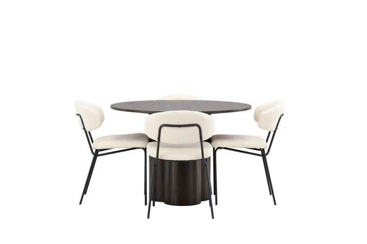 Venture Home OliviaDiningTable-Mocca/MoccaVeneer+ChicoDiningChair-Black/WhiteBoucle_4