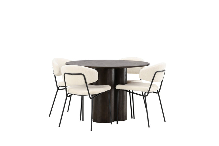 Venture Home OliviaDiningTable-Mocca/MoccaVeneer+ChicoDiningChair-Black/WhiteBoucle_4
