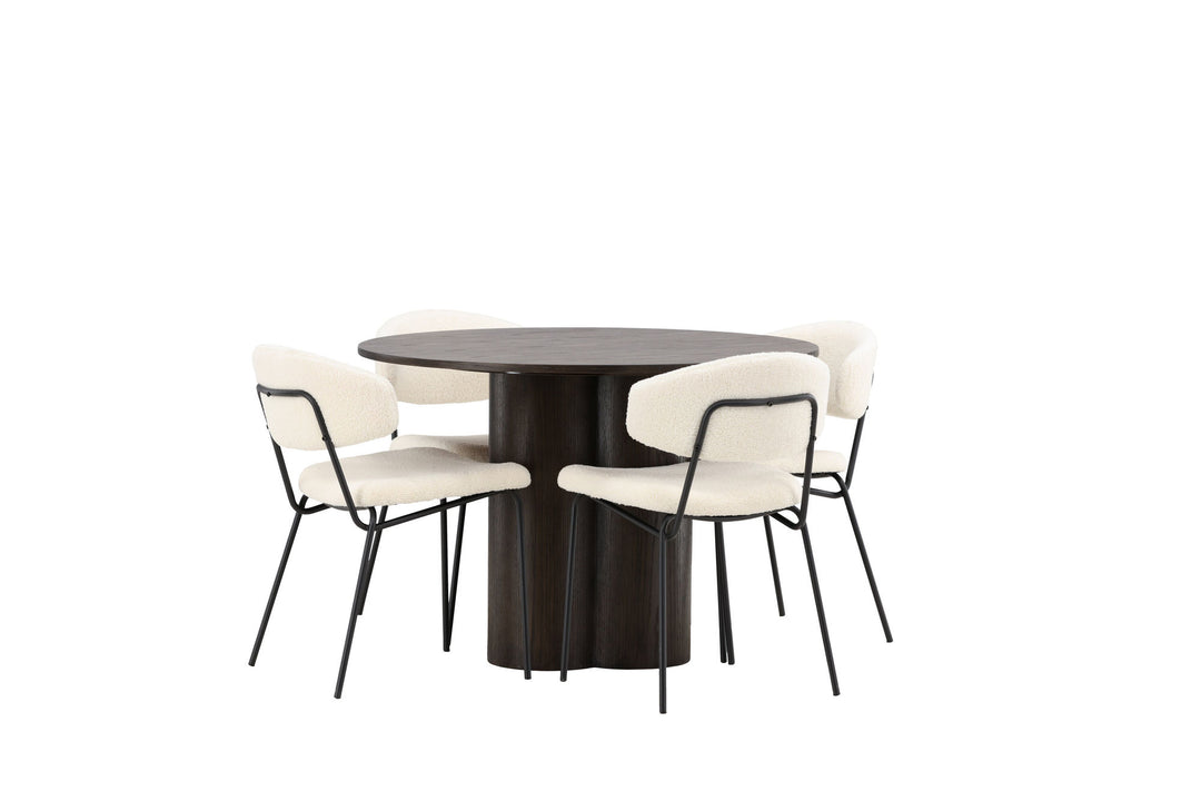 Venture Home OliviaDiningTable-Mocca/MoccaVeneer+ChicoDiningChair-Black/WhiteBoucle_4