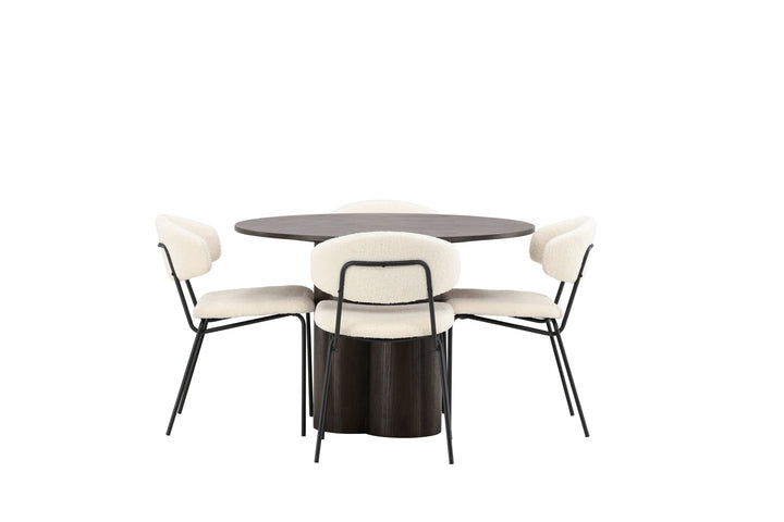 Venture Home OliviaDiningTable-Mocca/MoccaVeneer+ChicoDiningChair-Black/WhiteBoucle_4