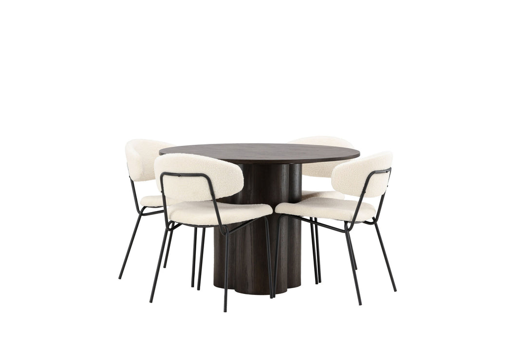 Venture Home OliviaDiningTable-Mocca/MoccaVeneer+ChicoDiningChair-Black/WhiteBoucle_4
