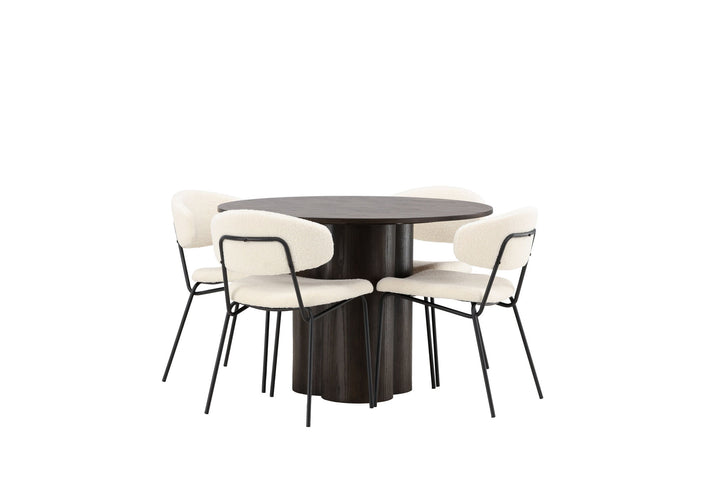Venture Home OliviaDiningTable-Mocca/MoccaVeneer+ChicoDiningChair-Black/WhiteBoucle_4