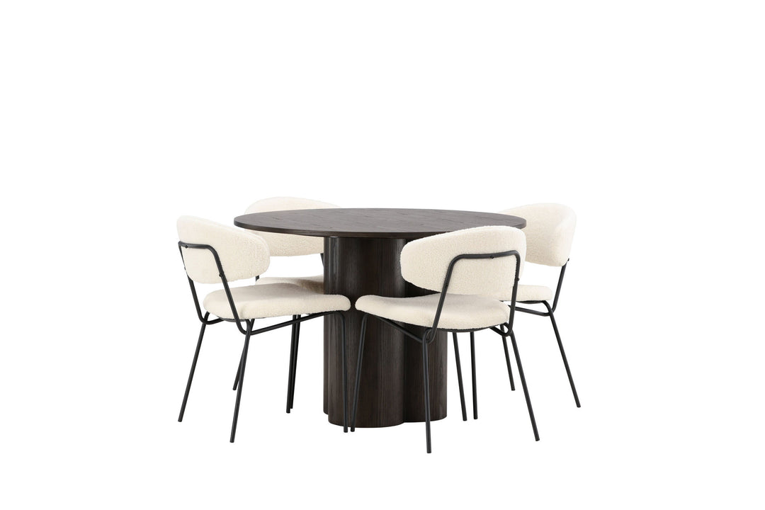 Venture Home OliviaDiningTable-Mocca/MoccaVeneer+ChicoDiningChair-Black/WhiteBoucle_4