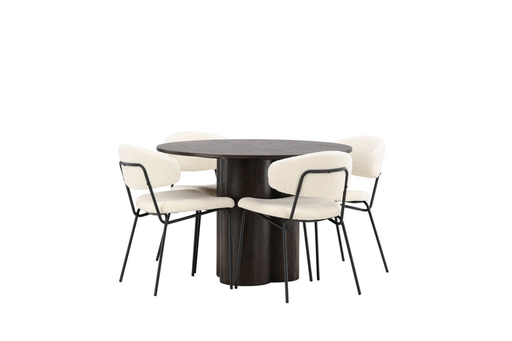 Venture Home OliviaDiningTable-Mocca/MoccaVeneer+ChicoDiningChair-Black/WhiteBoucle_4