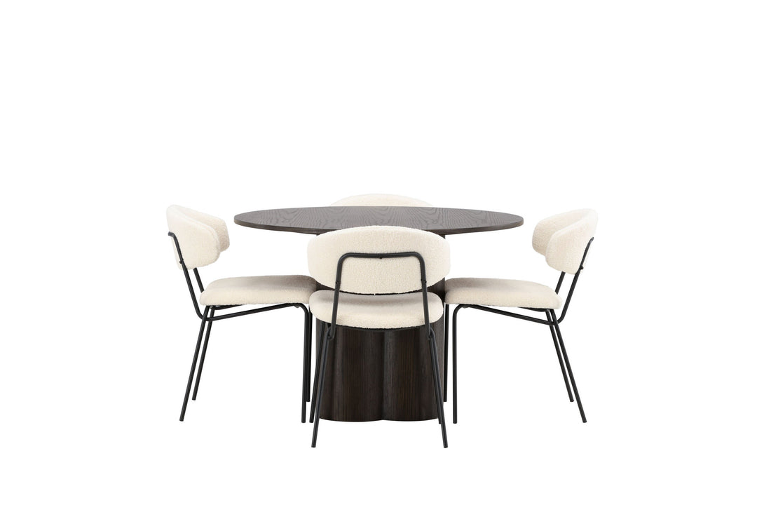 Venture Home OliviaDiningTable-Mocca/MoccaVeneer+ChicoDiningChair-Black/WhiteBoucle_4