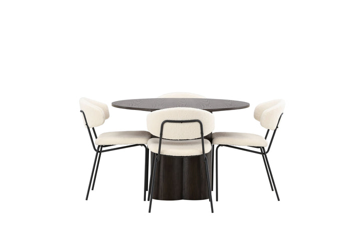 Venture Home OliviaDiningTable-Mocca/MoccaVeneer+ChicoDiningChair-Black/WhiteBoucle_4