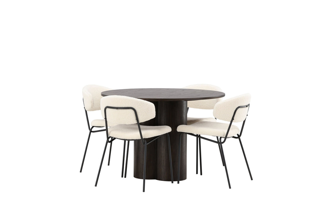Venture Home OliviaDiningTable-Mocca/MoccaVeneer+ChicoDiningChair-Black/WhiteBoucle_4