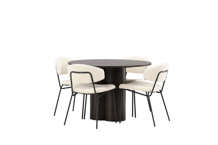 Venture Home OliviaDiningTable-Mocca/MoccaVeneer+ChicoDiningChair-Black/WhiteBoucle_4