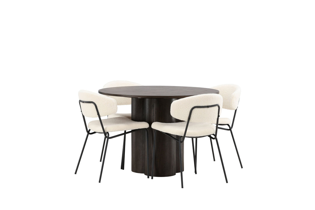 Venture Home OliviaDiningTable-Mocca/MoccaVeneer+ChicoDiningChair-Black/WhiteBoucle_4