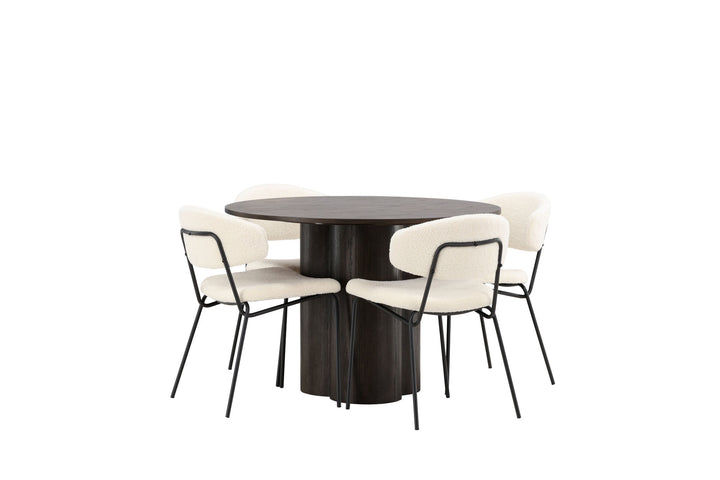 Venture Home OliviaDiningTable-Mocca/MoccaVeneer+ChicoDiningChair-Black/WhiteBoucle_4