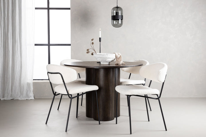Venture Home OliviaDiningTable-Mocca/MoccaVeneer+ChicoDiningChair-Black/WhiteBoucle_4
