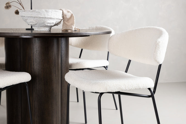 Venture Home OliviaDiningTable-Mocca/MoccaVeneer+ChicoDiningChair-Black/WhiteBoucle_4
