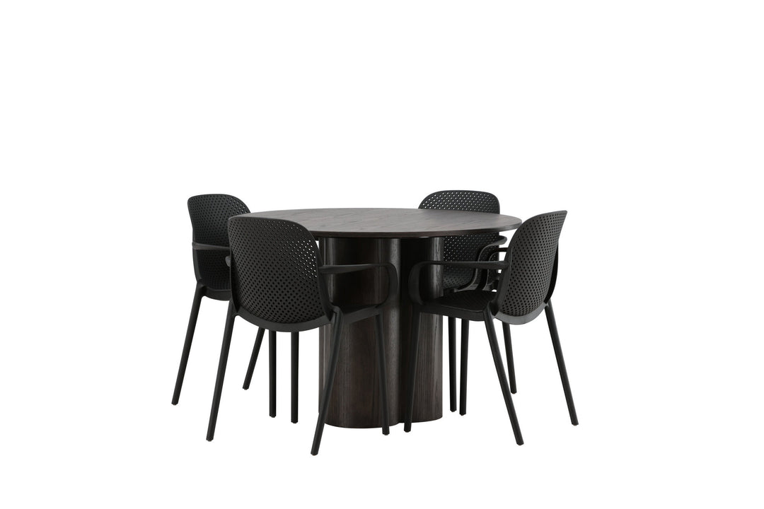 Venture Home OliviaDiningTable-Mocca/MoccaVeneer+BaltimoreDiningChair-Black/BlackPlastic_4