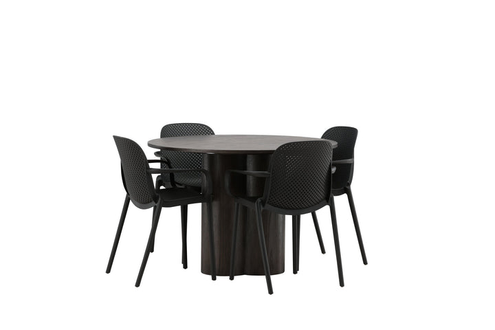 Venture Home OliviaDiningTable-Mocca/MoccaVeneer+BaltimoreDiningChair-Black/BlackPlastic_4