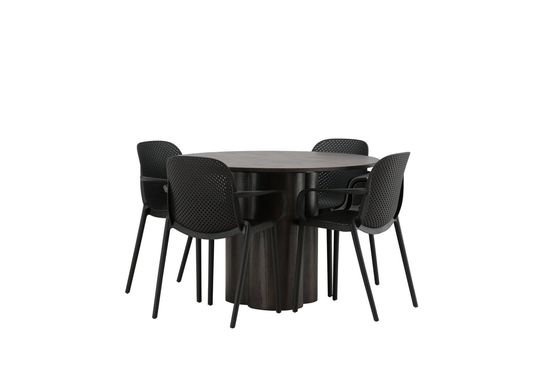 Venture Home OliviaDiningTable-Mocca/MoccaVeneer+BaltimoreDiningChair-Black/BlackPlastic_4